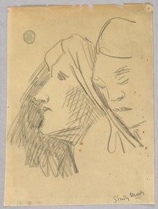 Croquis de deux têtes - Francis Augustus Lathrop