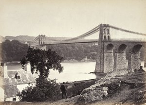 Bangor, pont suspendu, depuis Anglesey (254) - Francis Bedford