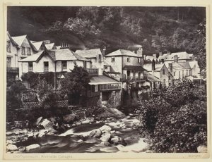 Lynmouth, cottages au bord de la rivière, 1860-94