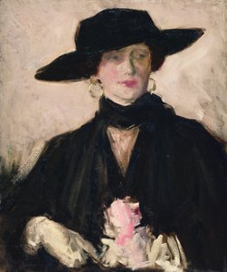 Dame avec un chapeau noir
