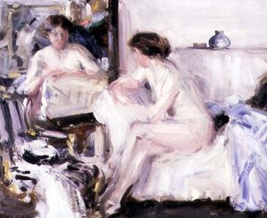 Nu assis sur un canapé