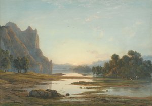 Coucher de soleil sur un paysage fluvial - Francis Danby
