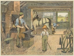 Forgeron (lithographie couleur) - Francis Donkin Bedford