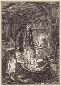 Illustration pour The Cricket on the Hearth de Charles Dickens (lithographie couleur) - Francis Donkin Bedford