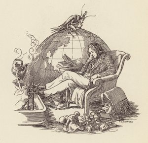 Illustration pour The Cricket on the Hearth de Charles Dickens (lithographie couleur) - Francis Donkin Bedford