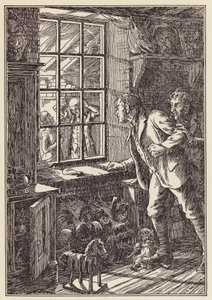 Illustration pour The Cricket on the Hearth de Charles Dickens (lithographie couleur) - Francis Donkin Bedford