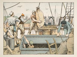 Le débardeur, tiré de Four and Twenty Toilers, pub. 1900 (lithographie couleur) - Francis Donkin Bedford