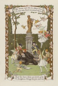 Nous ne savons pas qui, dans les temps anciens, a inventé la rime (lithographie en couleur).