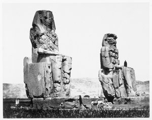 Les colosses de Memnon, Thèbes, Égypte, 1860