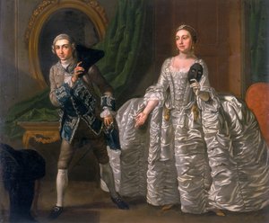 David Garrick et Hannah Pritchard dans une scène de Le Mari soupçonneux, 1752 - Francis Hayman