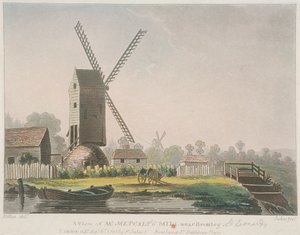 Vue du moulin de M. Metcalf près de Bromley, Bow, Poplar, Londres - Francis Jukes