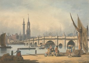 Pont de Londres et Le Monument - Francis Nicholson