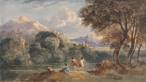 Paysage classique avec figures - Francis Oliver Finch