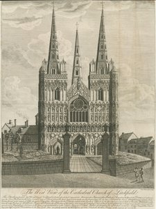 Cathédrale de Lichfield - Façade ouest : gravure, nd [18e siècle] - Francis Perry