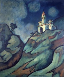 Paysage montagneux avec église