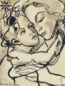 Transparence (Maternité), vers 1931-32 (fusain, pinceau et encre de Chine sur papier)
