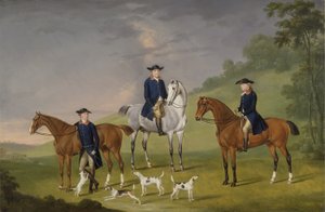 John Corbet, Sir Robert Leighton et John Kynaston avec leurs chevaux et chiens