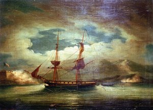 Le navire français "Le Curieux", en Martinique, 3 février