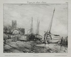 Bateaux de pêche le long de la plage - Francis Seymour Haden