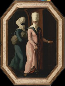 Une dame turque allant avec son esclave au bain, vers 1760
