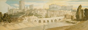 Cathédrale et château de Durham depuis la rivière Wear, 1811 - Francis Towne
