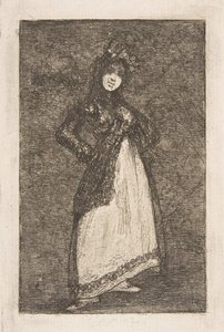 Une Maja debout contre un fond sombre - Francisco de Goya
