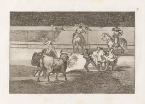Banderillas de Fuego, Planche 31 de La tauromaquia - Francisco de Goya