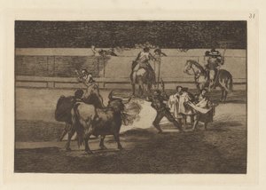 Banderilles de feu, Planche 31 de La tauromachie - Francisco de Goya