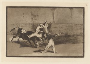 Cogida de un Moro estando en la plaza, pl. 8 de La tauromaquia - Francisco de Goya