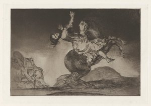 El caballo raptor, aussi connu sous le nom de La mujer y el potro, que los dome otro, de la série Los disparates - Francisco de Goya
