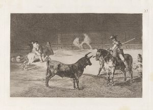 Le Célèbre Picador, Fernando del Toro, Attire la Bête Féroce avec sa Pique, Planche 27 de La tauromachie - Francisco de Goya