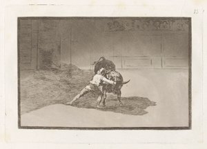El famoso Martincho poniendo banderillas al quiebro, Plate 15 de La tauromaquia - Francisco de Goya