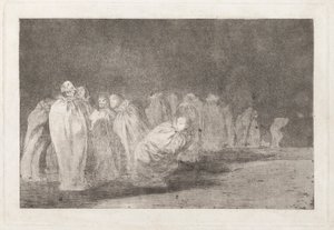 Los ensacados (Les hommes en sacs), également connu sous le nom de So el sayal, hay al (Il y a quelque chose sous le sac), de la série Los disparates (Les proverbes) - Francisco de Goya