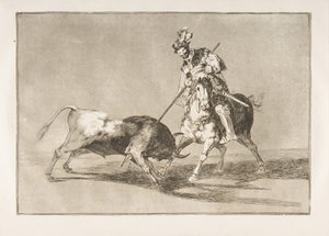 Planche 11 de la Tauromaquia : Le Cid campeador transperçant un autre taureau, 1816 - Francisco de Goya