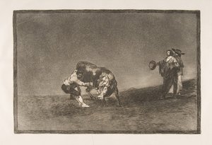 Planche 16 de la Tauromachie : Le même homme jette un taureau dans l