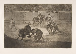 Planche 29 de la Tauromaquia : Pepe Illo faisant la passe du recorte - Francisco de Goya
