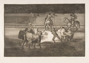 Planche 31 de la Tauromachie : Banderilles avec pétards, 1816