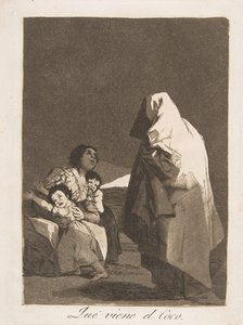 Planche 3 de Los Caprichos : Voici le croque-mitaine Que viene el Coco., 1799 - Francisco de Goya