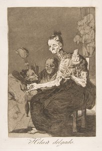 Planche 44 de Los Caprichos : Ils filent finement Hilan delgado., 1799 - Francisco de Goya