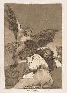 Planche 48 de Los Caprichos : Les colporteurs - Rafales de vent - Francisco de Goya