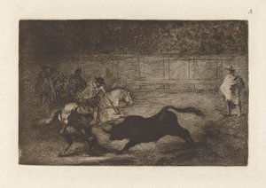 Un cavalier espagnol brisant des  - Francisco de Goya