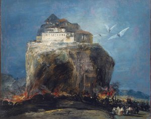 Une ville sur un rocher, 1850-75 - Francisco de Goya