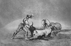 Un chevalier espagnol tue le taureau après avoir perdu son cheval, planche 9 de 