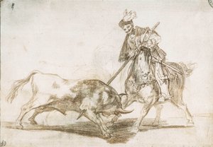 Corrida : Le Cid perce un autre taureau de sa lance 1815-16 (dessin préparatoire) - Francisco de Goya