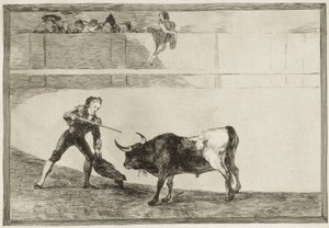 GOYA Y LUCIENTES, Francisco de (1746-1828). Pedro Romero tuant le taureau arrêté. 1816. (25,1 x 35,9 cm). ROMERO, Pedro (1754-1839). Torero espagnol. Planche 30 de « L