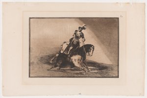 Planche 10 de La Tauromaquia : Charles V piquant un taureau dans l