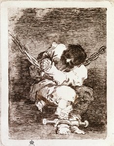 Chaîne de prisonniers assis - La sécurité est aussi barbare que le crime - Francisco de Goya