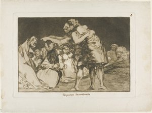 Celle qui est mal mariée ne manque jamais une occasion de le dire, planche sept de Los Proverbios - Francisco Jose de Goya y Lucientes