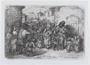 Planche 3 : un groupe de musiciens de rue, de la série des coutumes et passe-temps espagnols, 1850 - Francisco Lameyer Berenguer