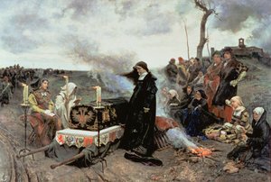 Jeanne la Folle (1479-1555) accompagnant le cercueil de Philippe le Beau (1478-1506) à la Cartuja de Miraflores à Grenade, 1877